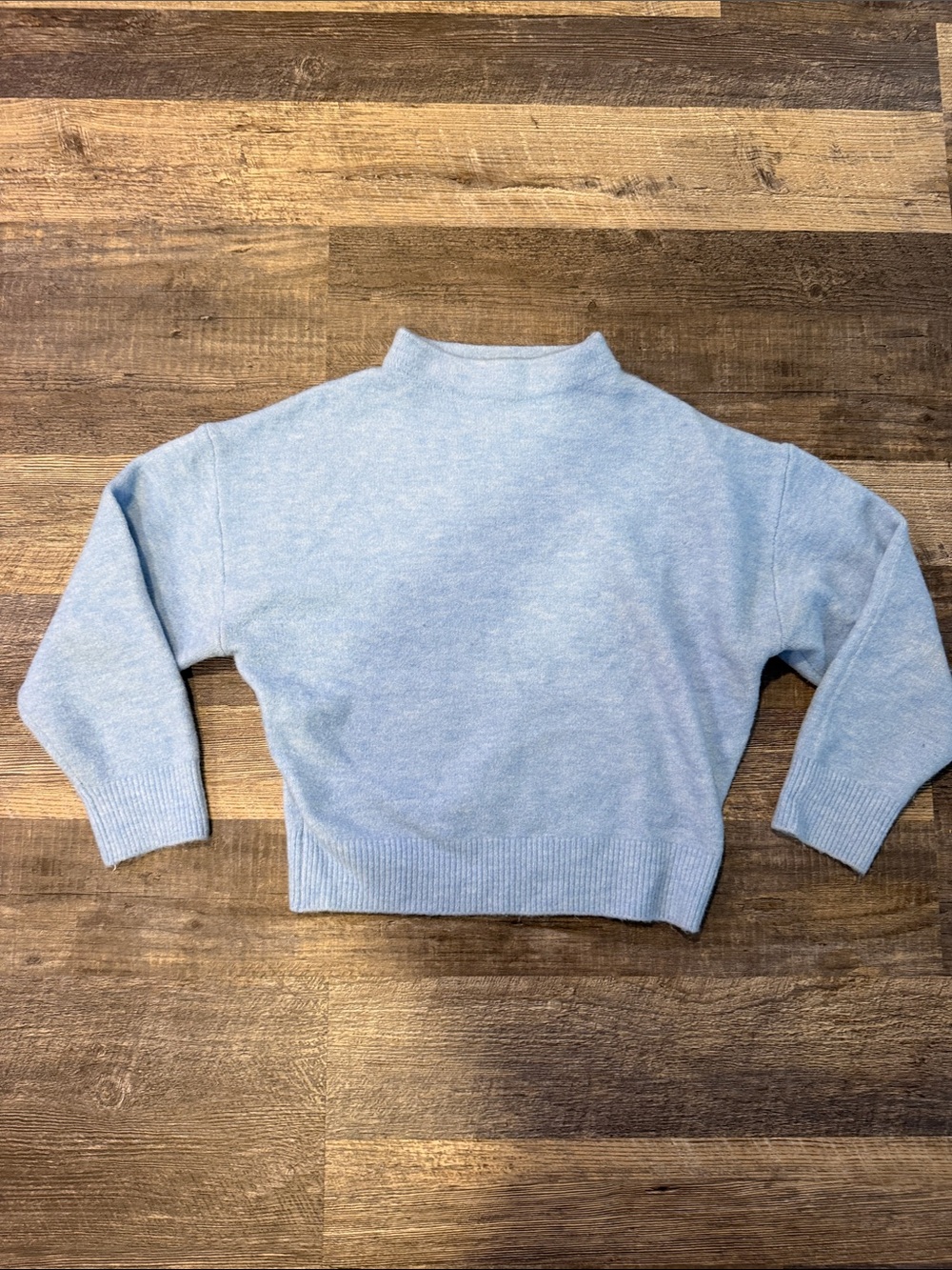 Zara Sky Blue Mock Neck Sweater